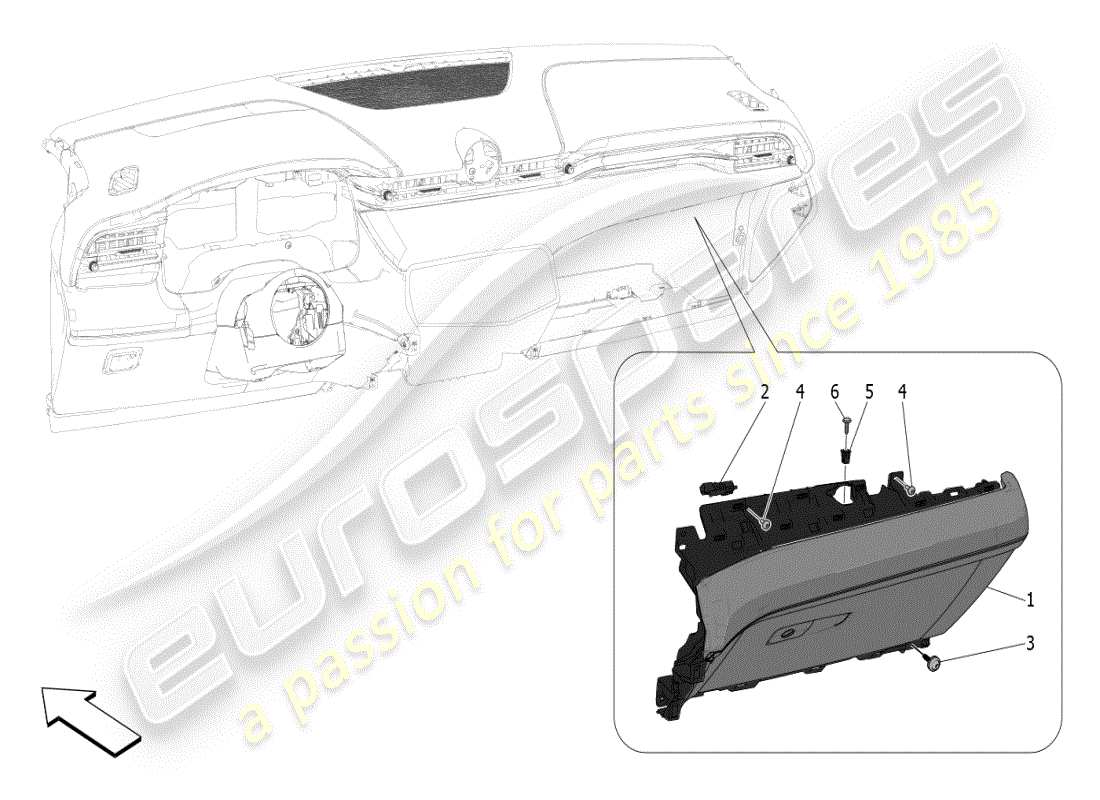 maserati grecale modena (2023) scomparti per guanti diagramma delle parti