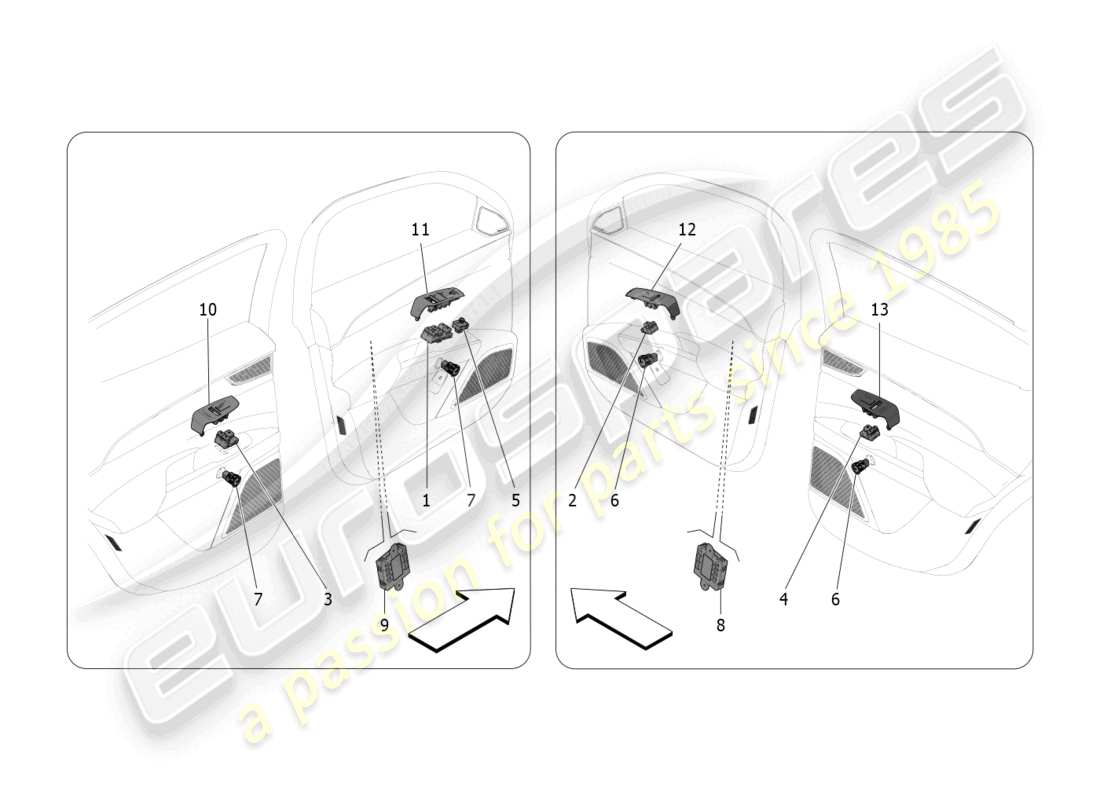 maserati grecale trofeo (2023) dispositivi per porte diagramma delle parti
