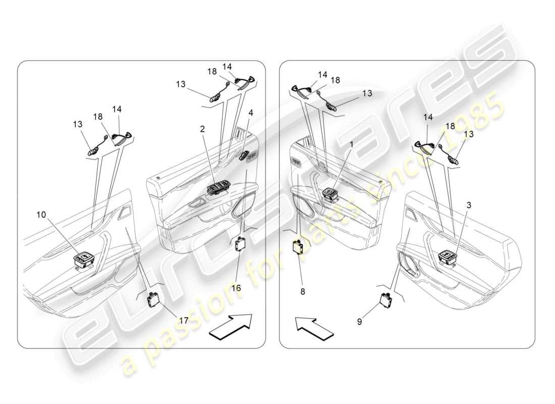 maserati ghibli fragment (2022) dispositivi per porte diagramma delle parti