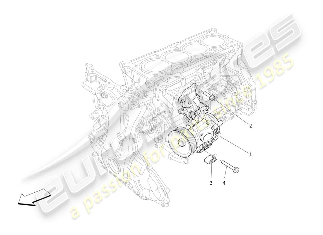 maserati ghibli fragment (2022) sistema di raffreddamento: diagramma delle parti della pompa dell'acqua