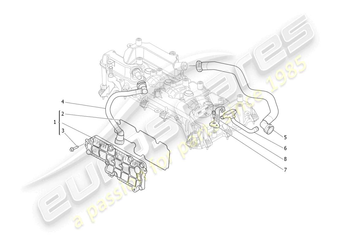 maserati ghibli fragment (2022) diagramma delle parti del sistema di ricircolo dei vapori d'olio
