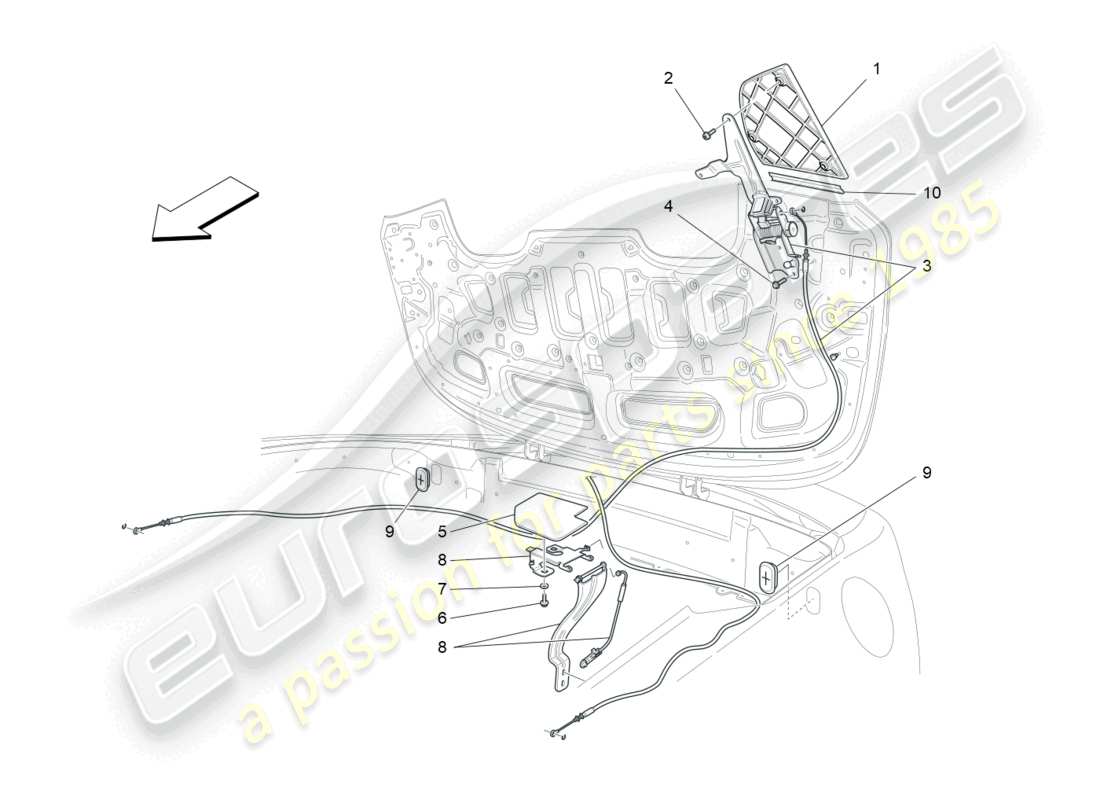 maserati grancabrio mc (2013) capote elettrica: diagramma delle parti dei flap