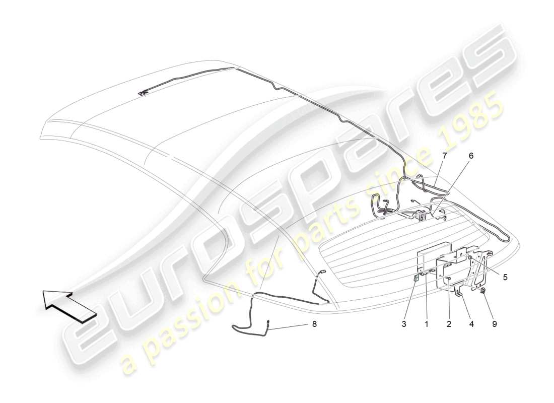 maserati grancabrio mc (2013) capote elettrica: diagramma delle parti del controllo elettronico