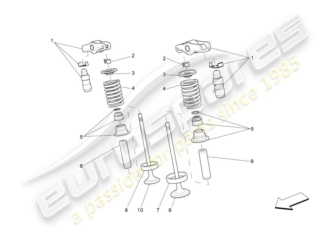 maserati levante (2020) diagramma delle parti delle valvole
