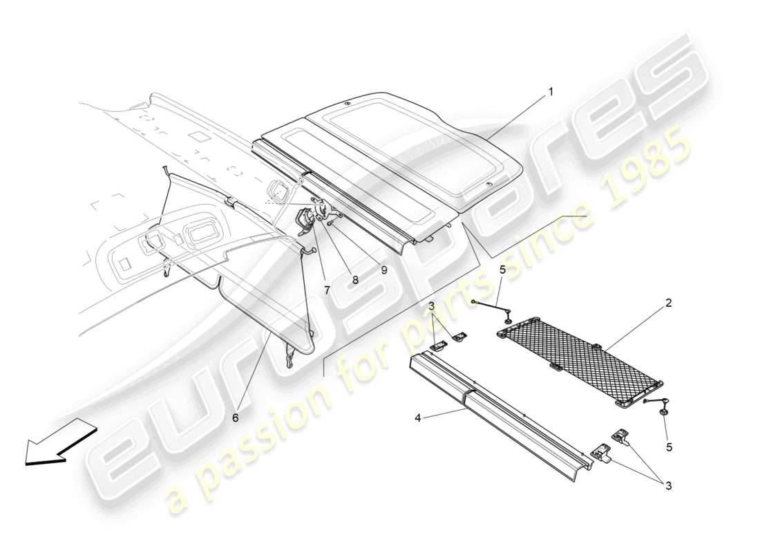 maserati levante gts (2020) ripiano posteriore diagramma delle parti