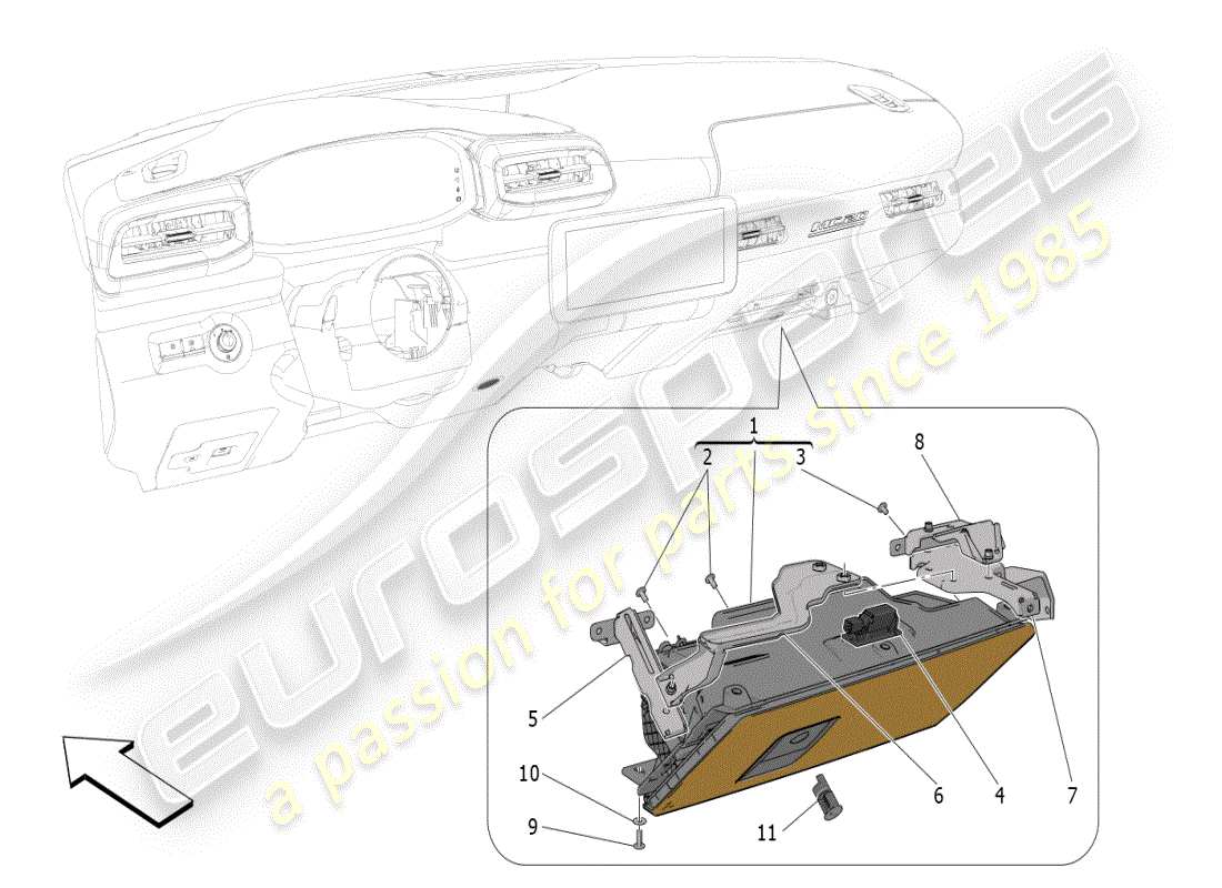maserati mc20 (2024) scomparti per guanti diagramma delle parti