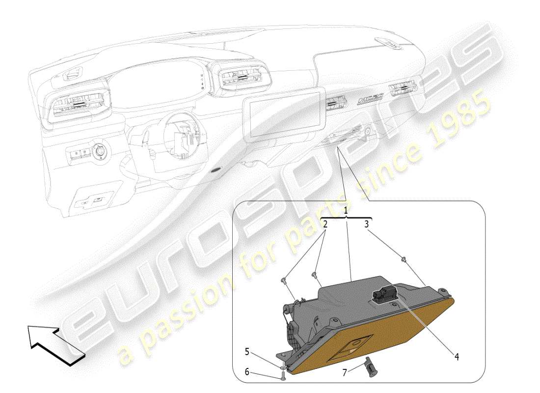 maserati mc20 (2024) scomparti per guanti diagramma delle parti