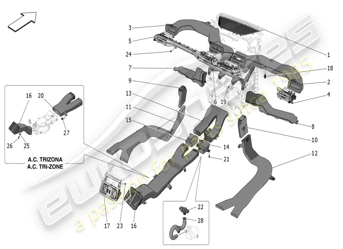 maserati grecale modena (2023) condizionatore: diffusione diagramma delle parti
