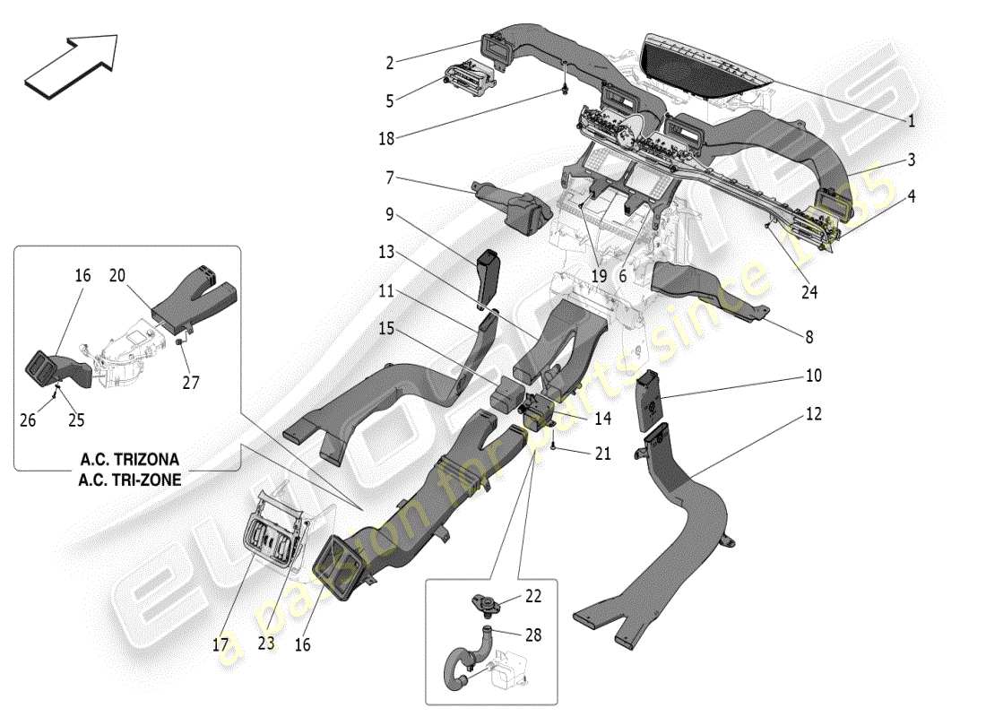 maserati grecale modena (2023) unità a/c: schema particolare diffusione