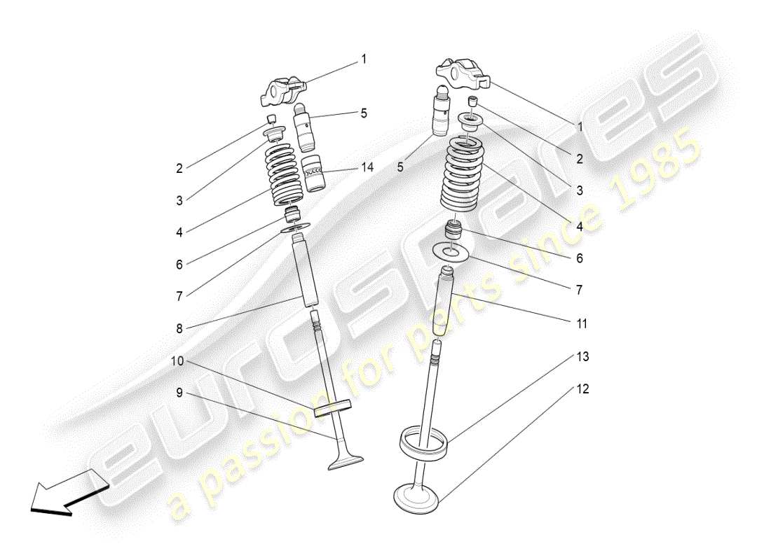 maserati ghibli (2019) diagramma delle parti delle valvole