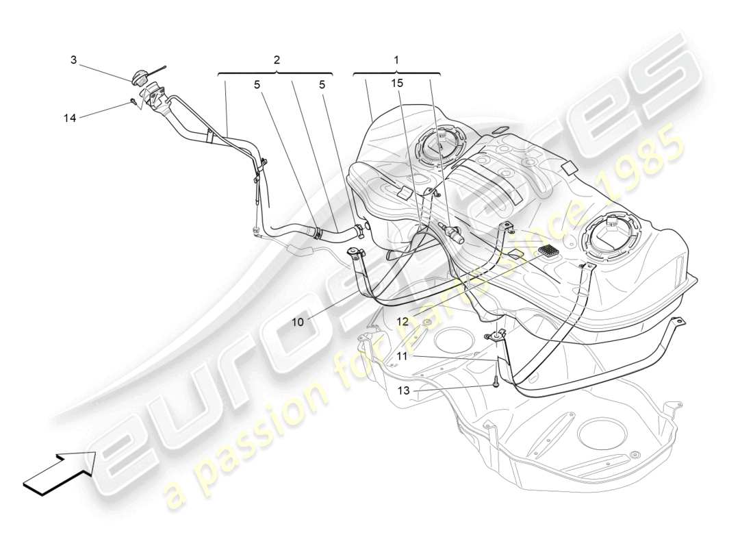 maserati levante modena s (2022) diagramma delle parti del serbatoio del carburante