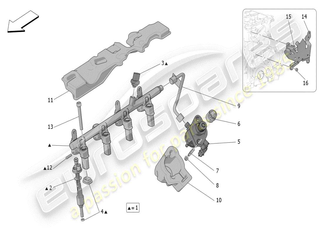maserati grecale modena (2023) diagramma delle parti delle pompe del carburante e delle linee di collegamento