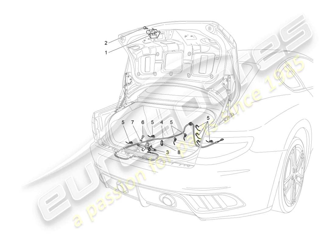 maserati granturismo mc stradale (2011) comando apertura portellone posteriore diagramma delle parti
