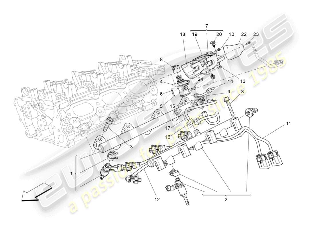 maserati levante (2019) pompe del carburante e linee di collegamento diagramma delle parti
