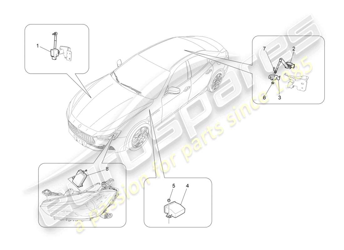 maserati ghibli (2016) diagramma delle parti di controllo del sistema di illuminazione