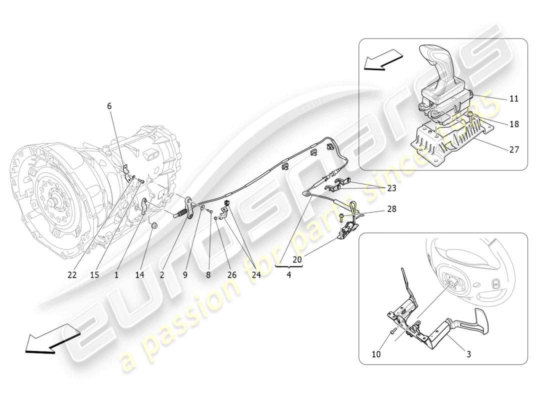 maserati levante zenga (2020) comandi del conducente per il diagramma delle parti del cambio automatico