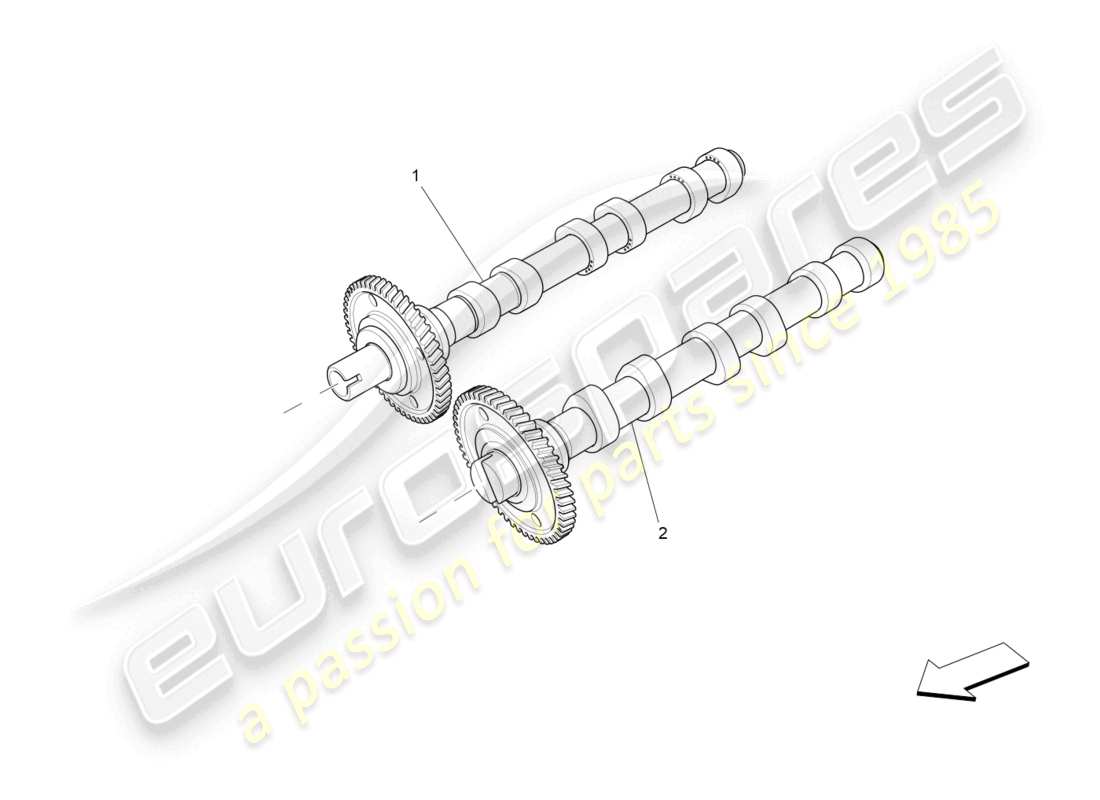 maserati ghibli (2014) diagramma delle parti degli alberi a camme della testata destra