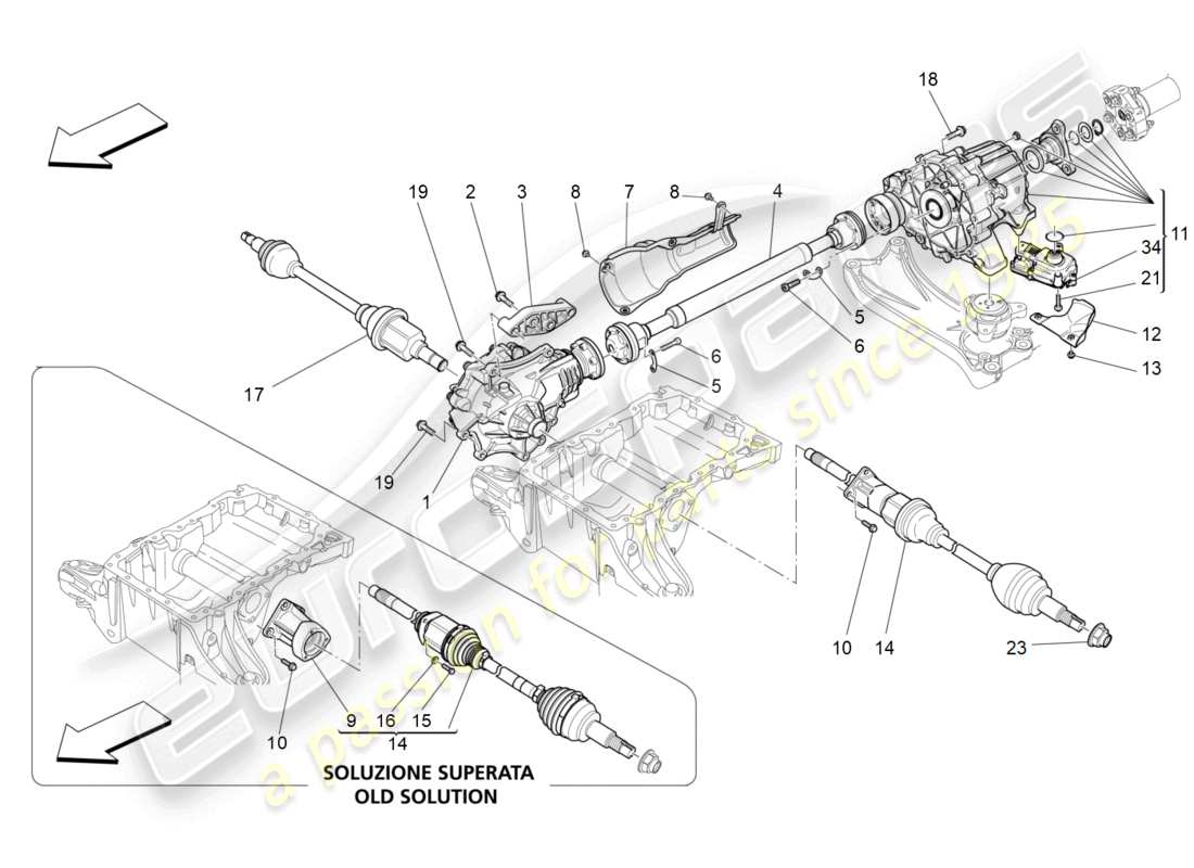 maserati ghibli (2014) ruote anteriori trasmissione schema delle parti