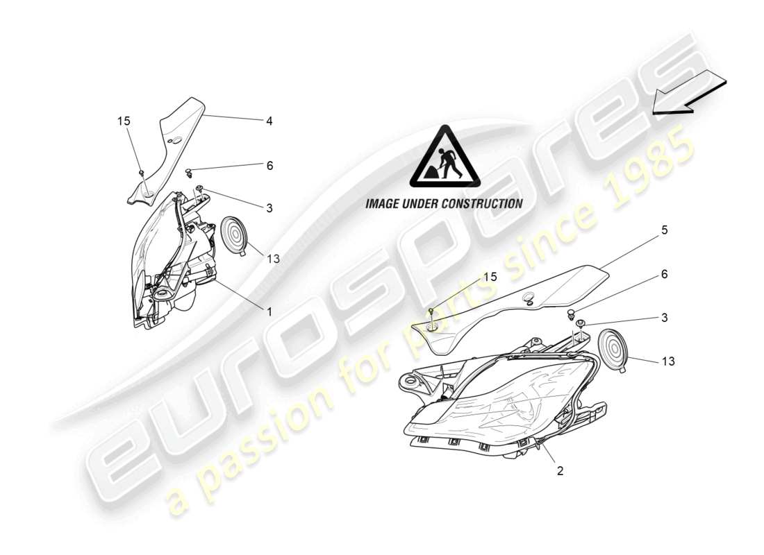 maserati quattroporte (2018) diagramma delle parti dei gruppi ottici