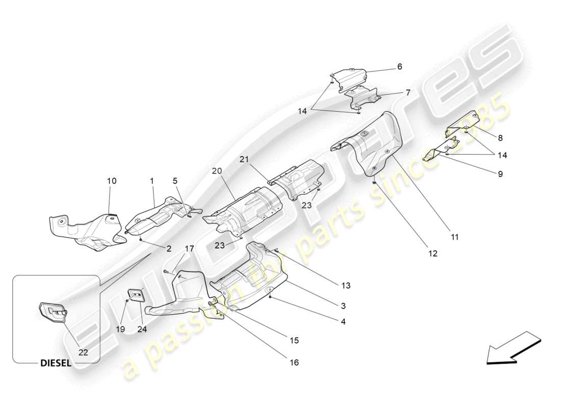 maserati ghibli (2014) pannelli termoisolanti schema particolare