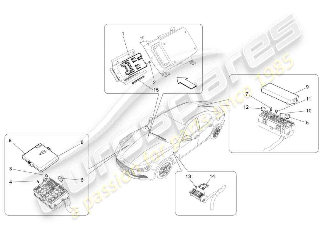 maserati ghibli (2014) rele', fusibili e scatole diagramma delle parti