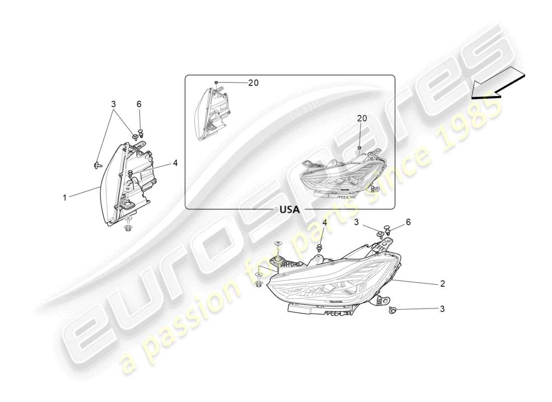 maserati ghibli fragment (2022) diagramma delle parti dei gruppi ottici