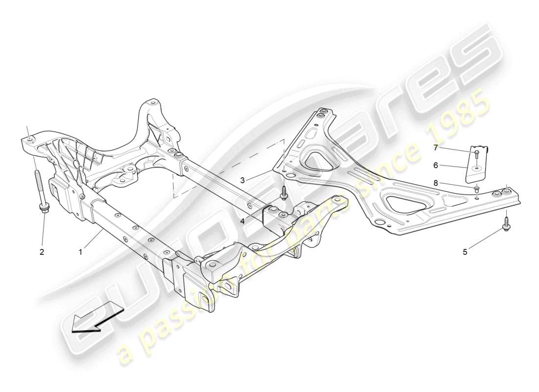 maserati ghibli (2017) schema delle parti del sottotelaio anteriore