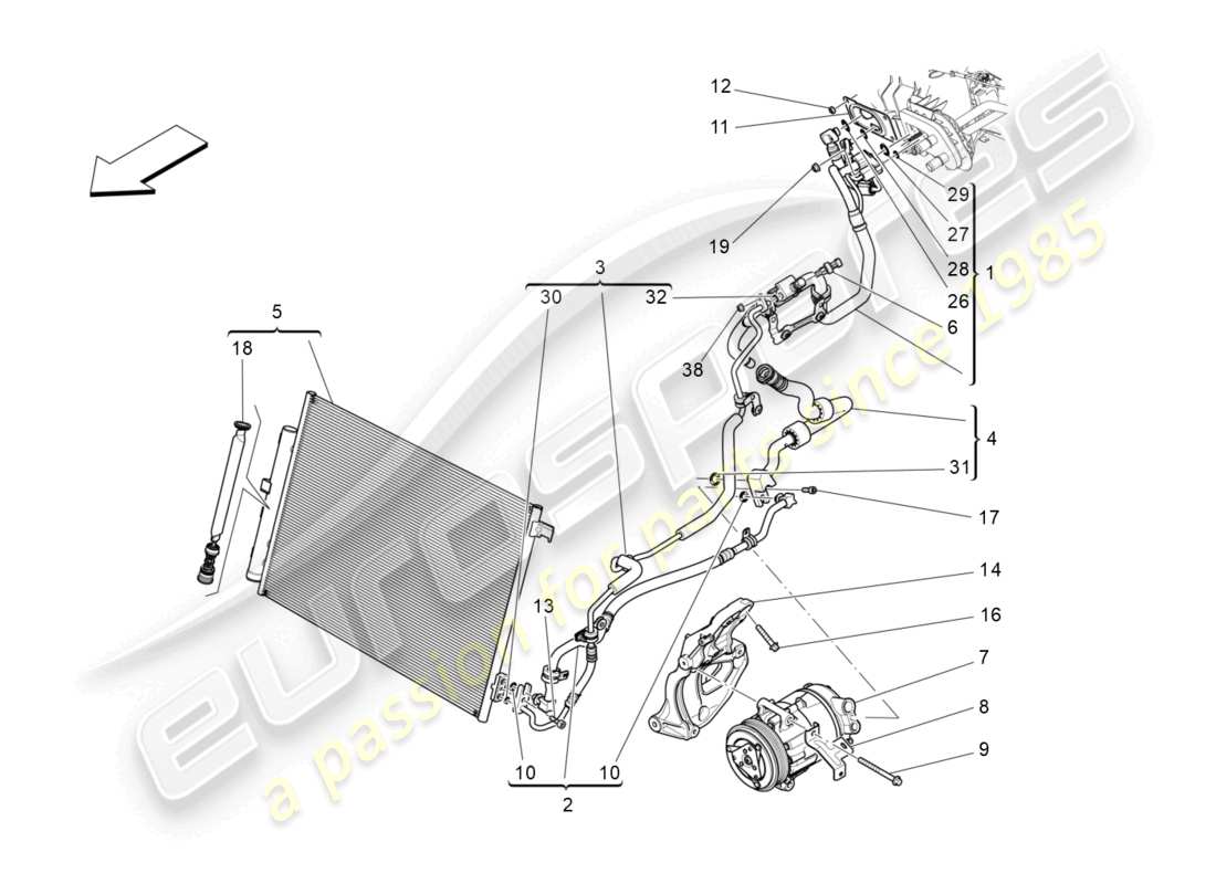 maserati quattroporte (2018) centralina a/c: dispositivi vano motore schema particolare