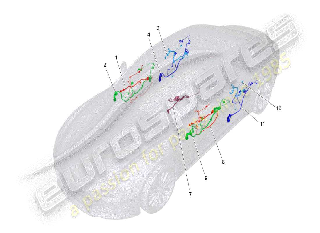 maserati ghibli (2019) schema delle parti del cablaggio principale