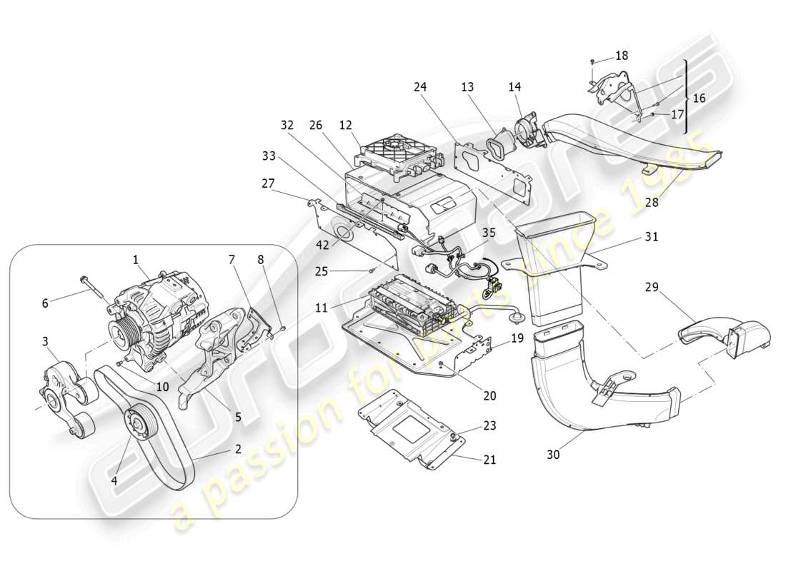 maserati ghibli fragment (2022) diagramma delle parti di generazione e accumulo di energia