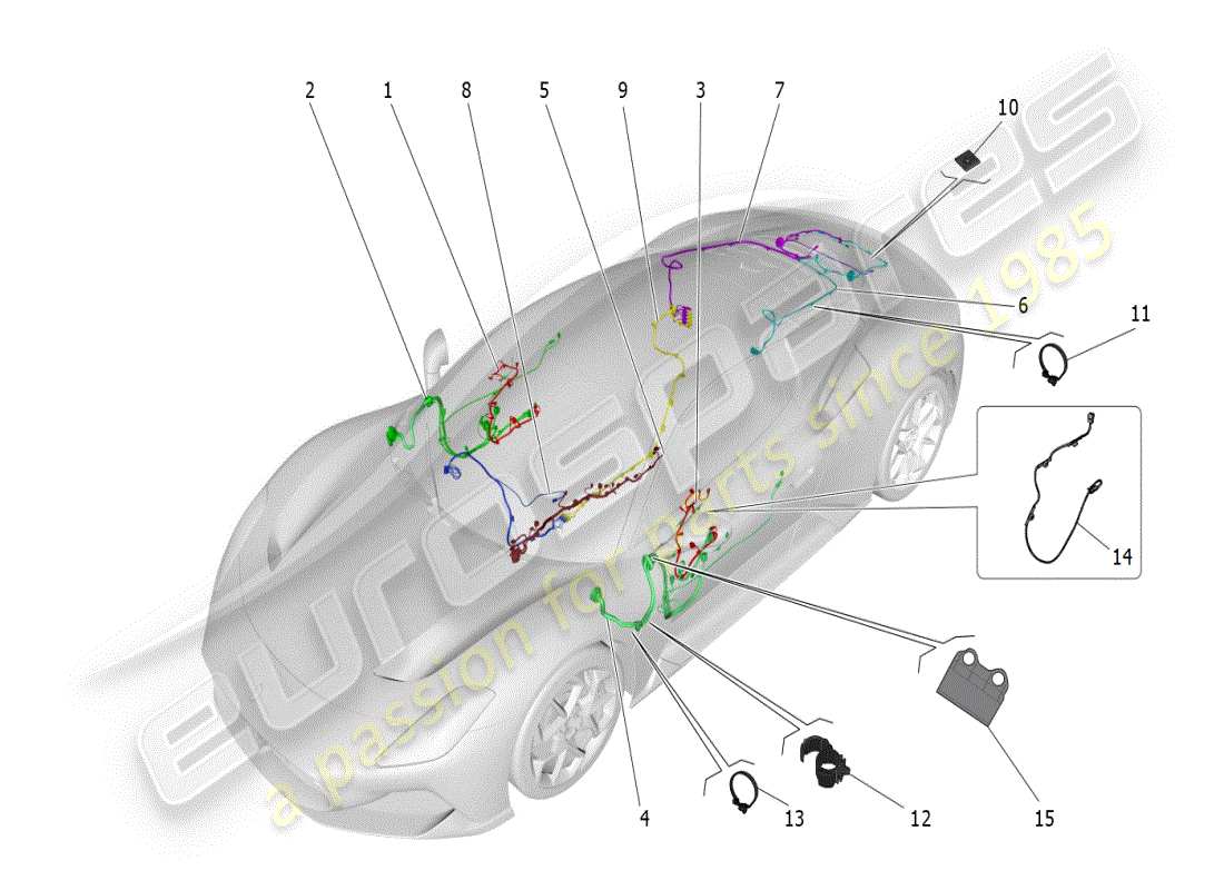 maserati mc20 (2024) cablaggio principale diagramma delle parti