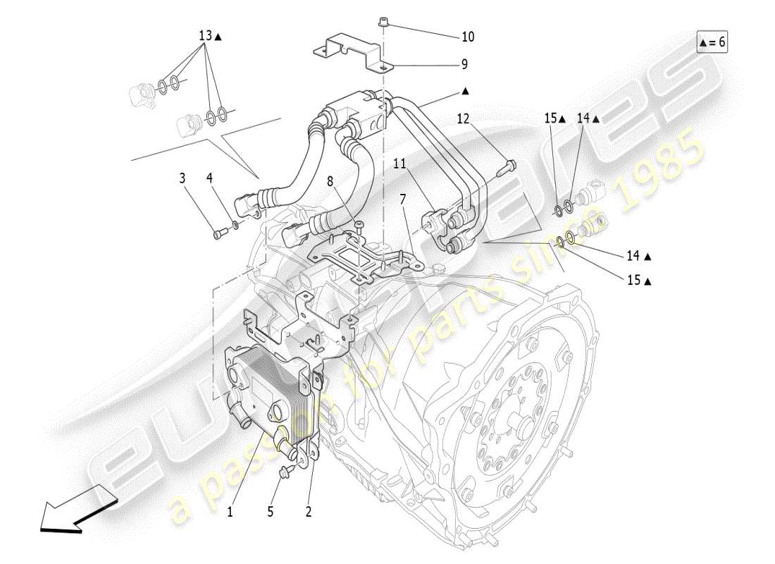 maserati ghibli (2021) diagramma delle parti di raffreddamento dell'olio del cambio e della lubrificazione