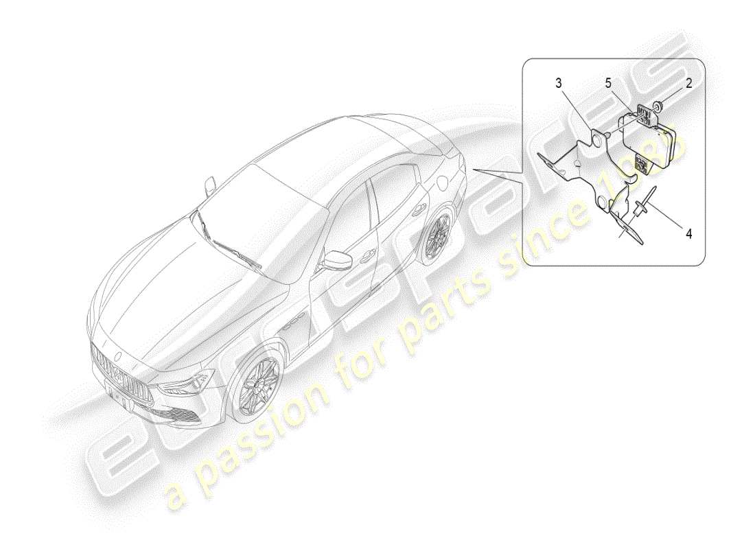 maserati ghibli (2019) sistema di monitoraggio della pressione dei pneumatici schema delle parti