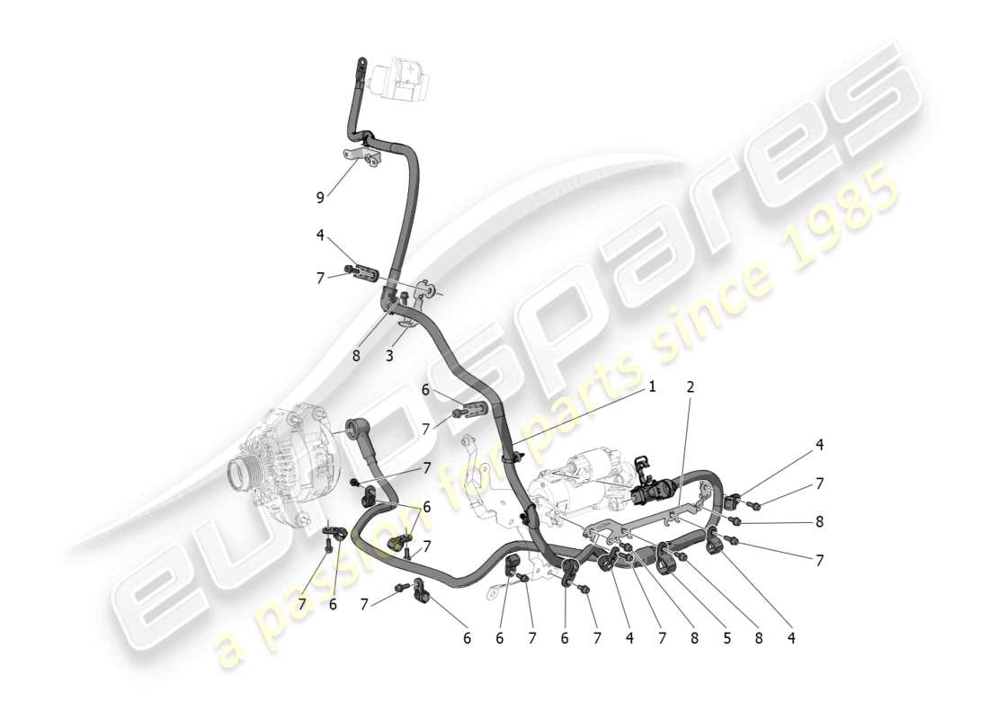 maserati mc20 (2022) cablaggio principale diagramma delle parti