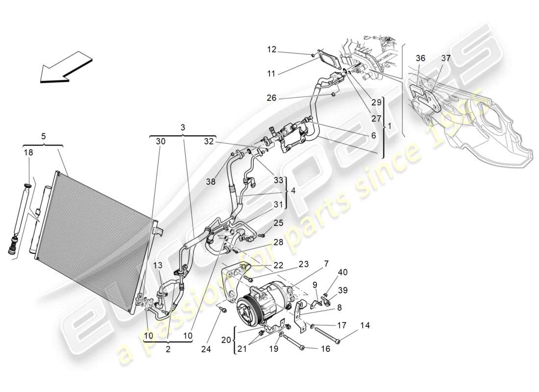 maserati levante zenga (2020) centralina a/c: dispositivi vano motore schema particolare