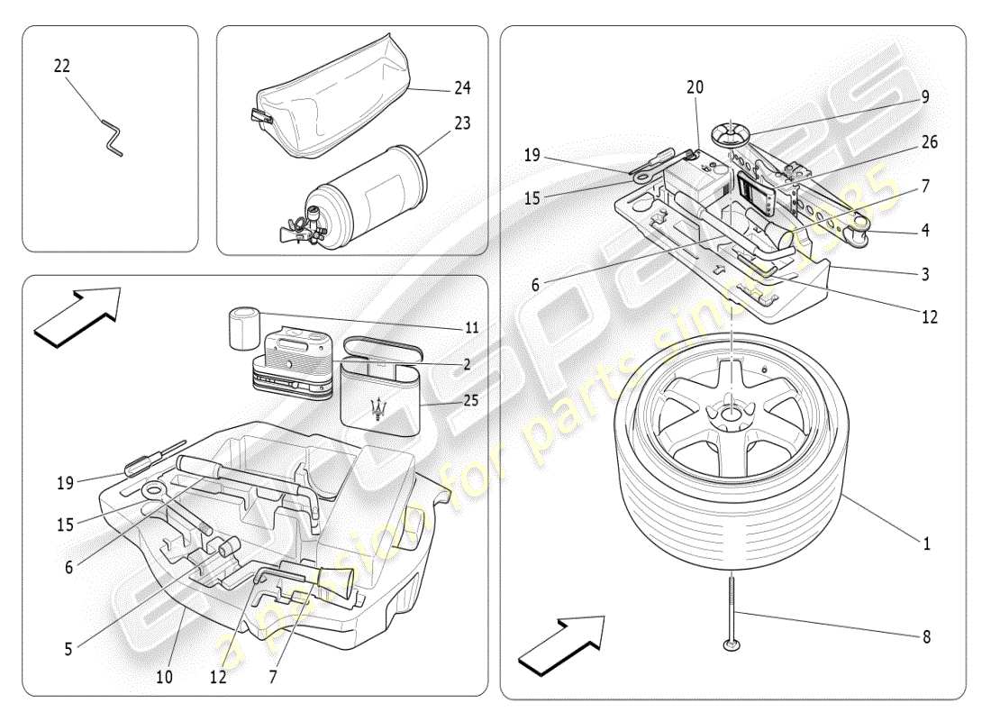 maserati ghibli (2019) fornitura standard schema delle parti
