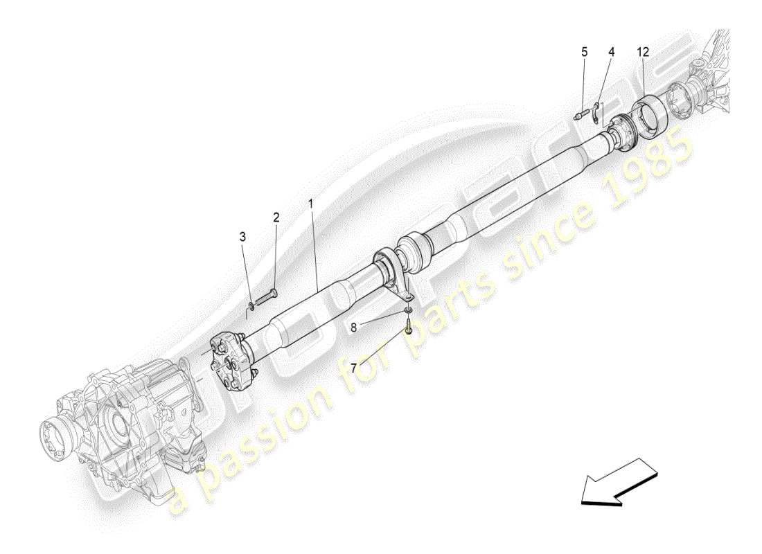 maserati ghibli (2019) schema delle parti dell'albero di trasmissione