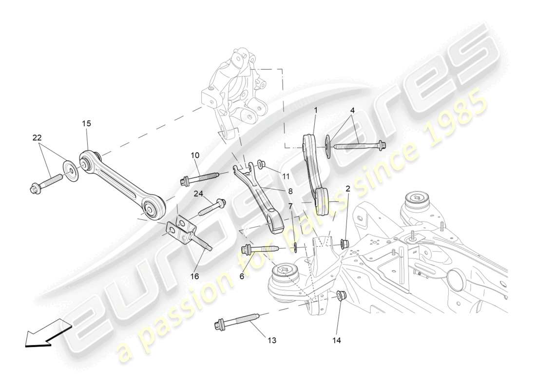 maserati levante zenga (2020) diagramma delle parti della sospensione posteriore