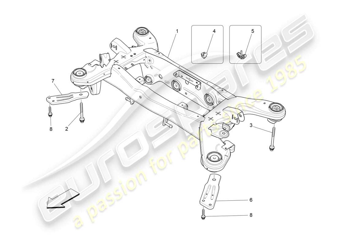 maserati ghibli (2014) schema delle parti del telaio posteriore