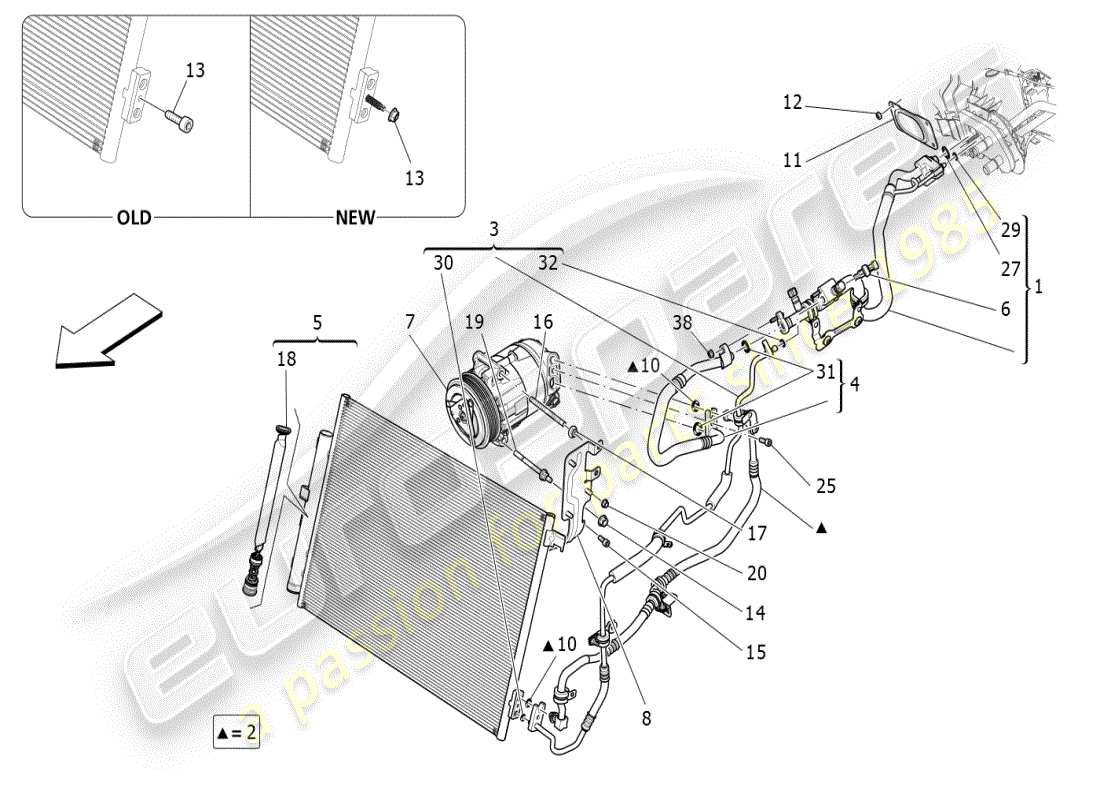 maserati ghibli (2021) centralina a/c: dispositivi vano motore schema particolare