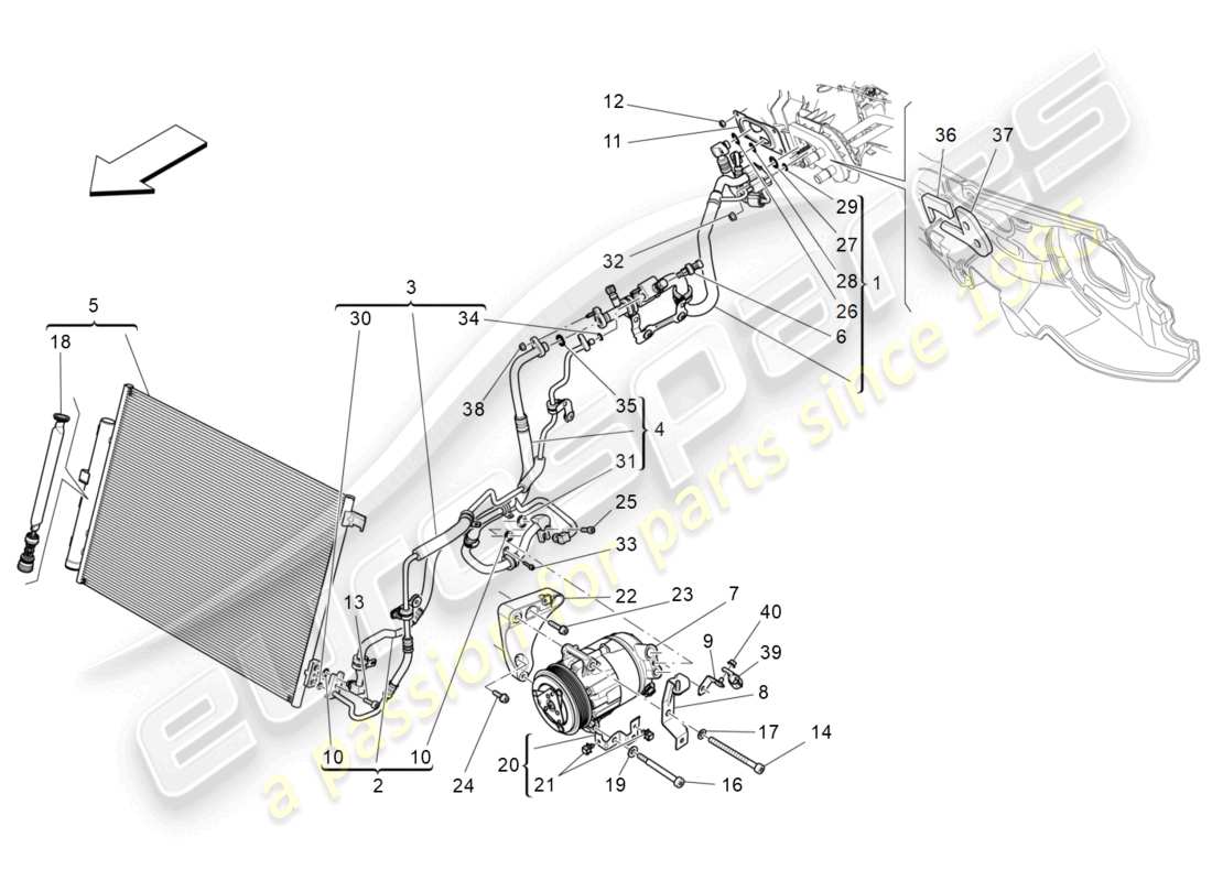 maserati levante zenga (2020) centralina a/c: dispositivi vano motore schema particolare