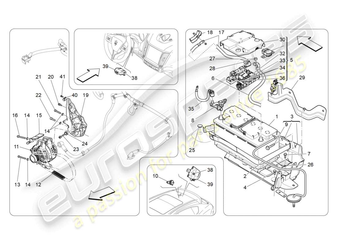 maserati levante zenga (2020) diagramma delle parti di generazione e accumulo di energia