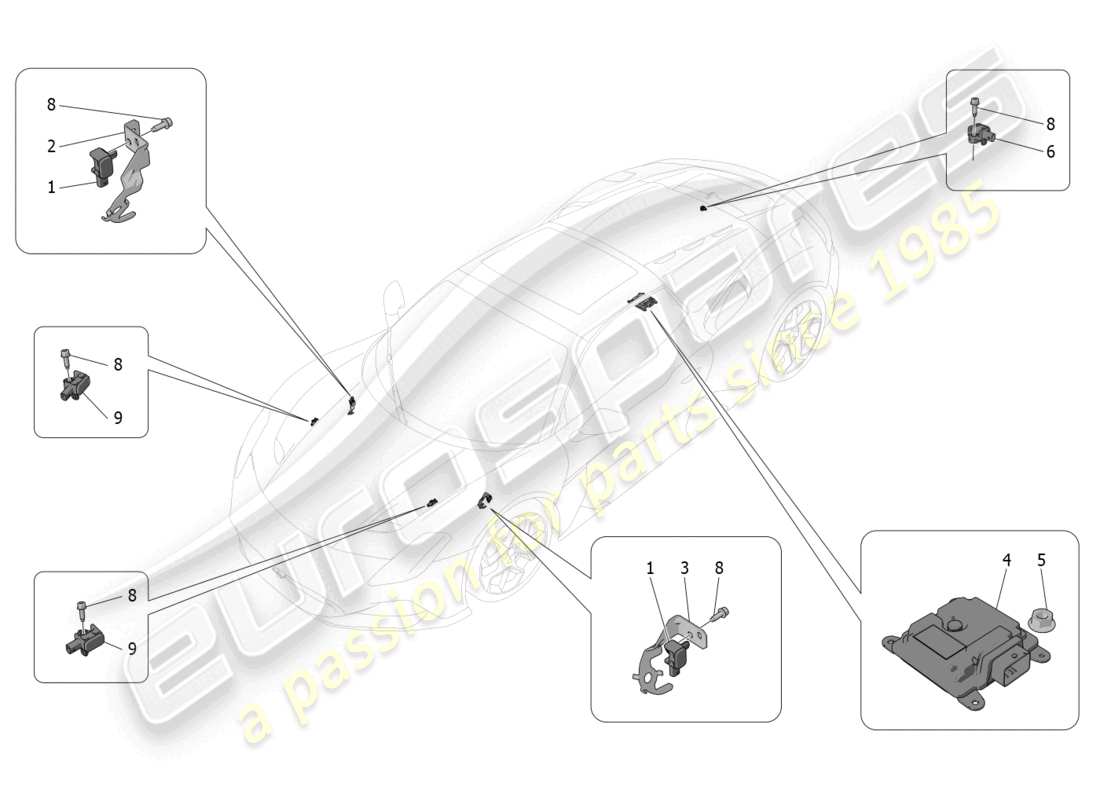 maserati mc20 cielo (2023) diagramma delle parti del controllo elettronico (sospensione).