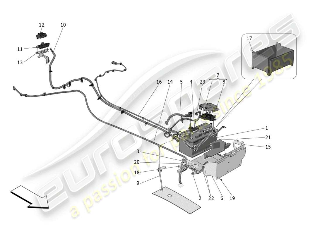 maserati mc20 cielo (2023) diagramma delle parti di generazione e accumulo di energia