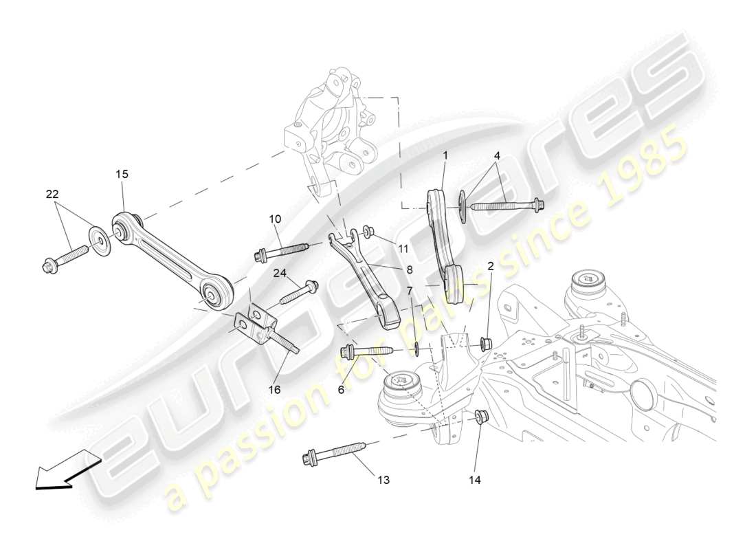 maserati levante modena s (2022) sospensione posteriore diagramma delle parti