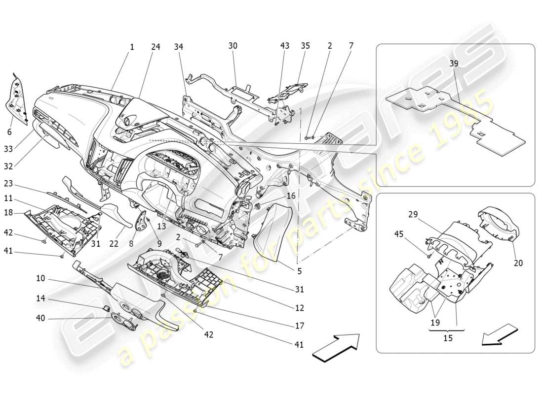 maserati levante modena (2022) diagramma delle parti dell'unità del cruscotto