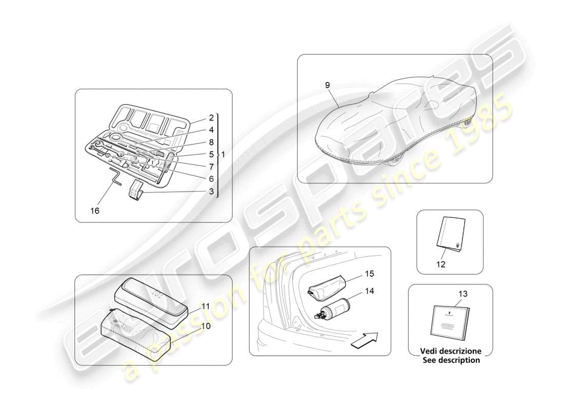 maserati grancabrio mc (2013) fornitura standard schema delle parti