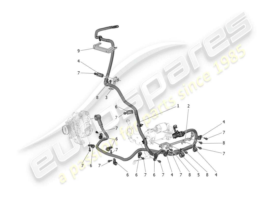 maserati mc20 cielo (2023) schema delle parti del cablaggio principale