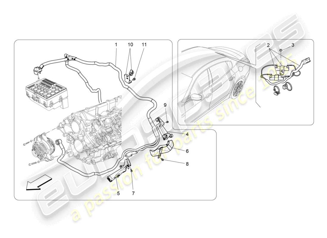 maserati levante gts (2020) schema delle parti del cablaggio principale