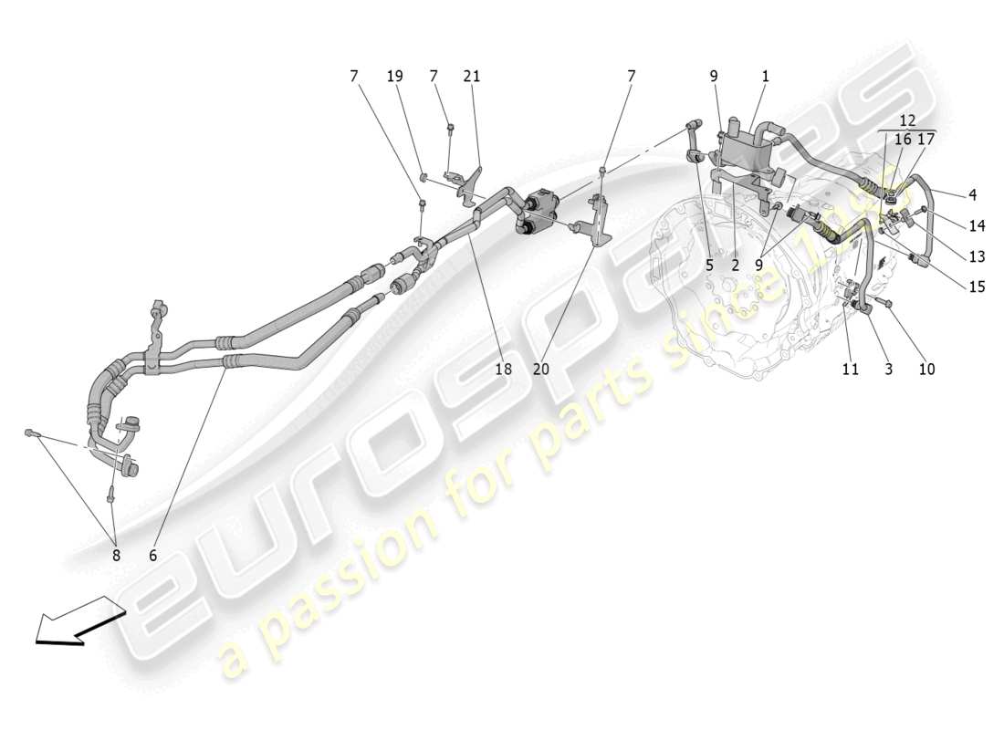 maserati grecale trofeo (2023) diagramma delle parti di raffreddamento dell'olio del cambio e della lubrificazione